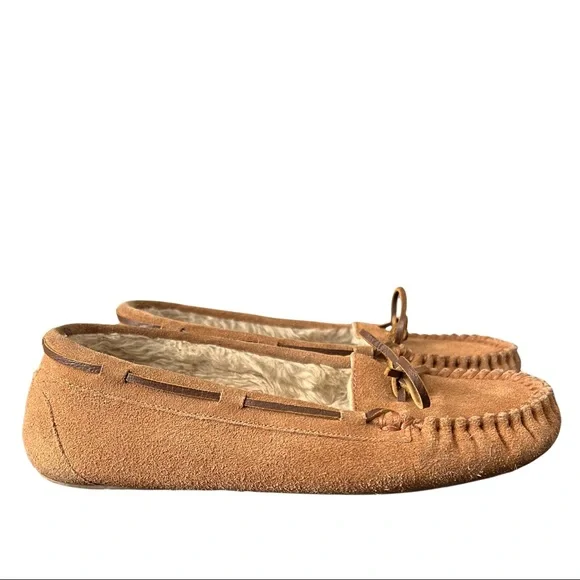 Minnetonka Shoes Minnetonka Cally Light Brown Suede Leather
